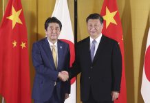 日本首相安倍晉三23日訪華3天會習近平