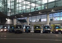 【新型肺炎】大量救護車到機場戒備　近30名歐洲抵港人士不適送院