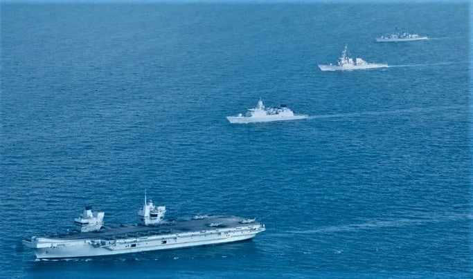 英航母「伊利沙伯女王號」戰鬥群參與美日軍演的行蹤被曝光。