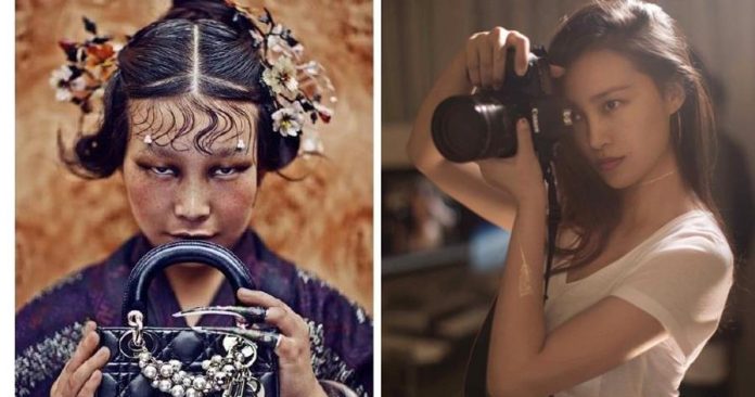 引起軒然大波的DIOR宣傳照，由中國著名女攝影師陳漫（右）拍攝。
