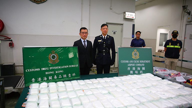 香港海關偵破空運氯胺酮案。
