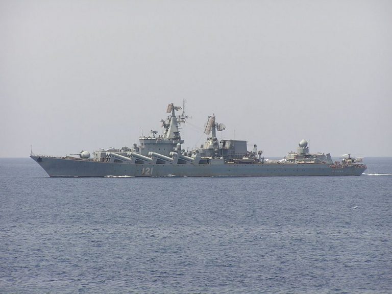 俄軍導彈巡洋艦「莫斯科號」。﹙互聯網﹚