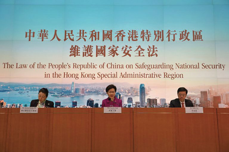 《港區國安法》於2020年6月底在香港生效實施。(中通社)