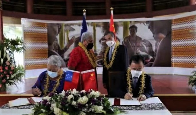 中國與薩摩亞簽訂合作協議。