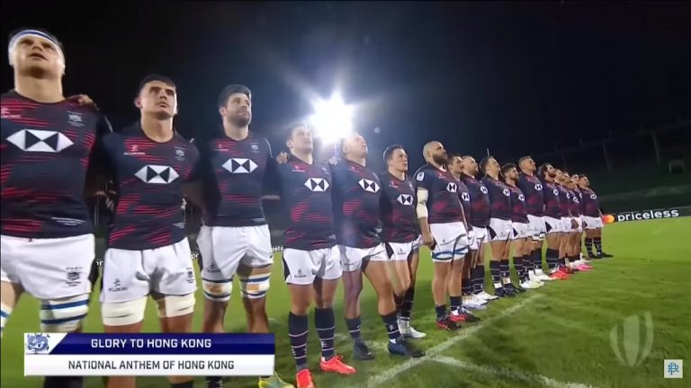 港隊15人欖球隊在杜拜出賽時，主辦方播出奏國歌畫面時，將中國國歌標名為反修例歌曲。