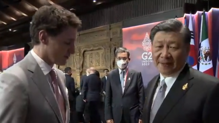 中國國家主席習近平不滿加拿大總理杜魯多披露交談內容。（影片截圖）