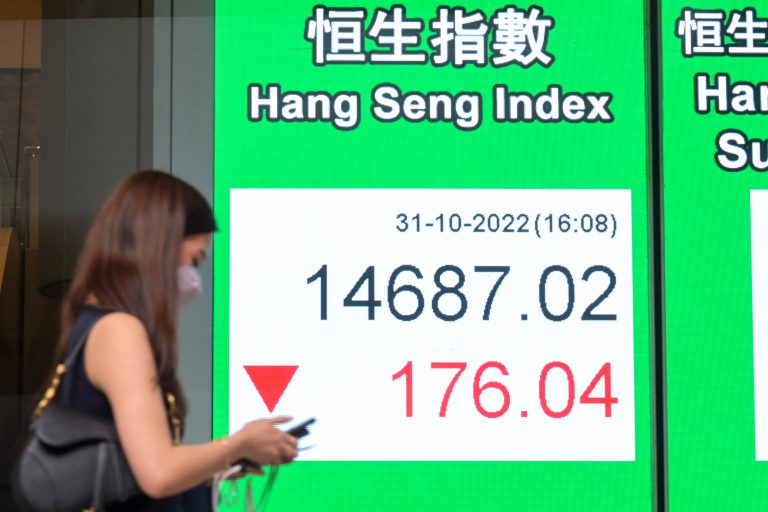 10月31日香港恒生指數收市報14687.02點。