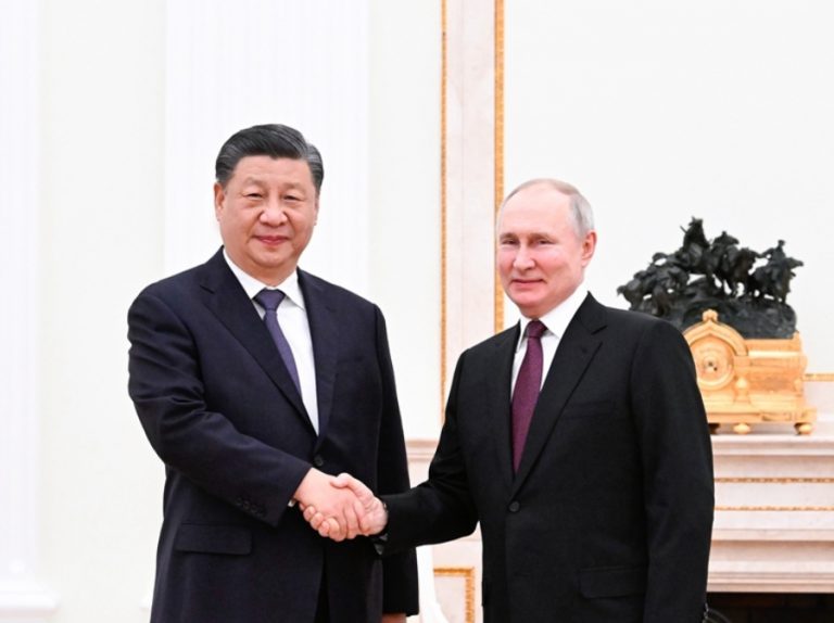 抵達莫斯科的國家主席習近平應約在克里姆林宮會見俄羅斯總統普京。