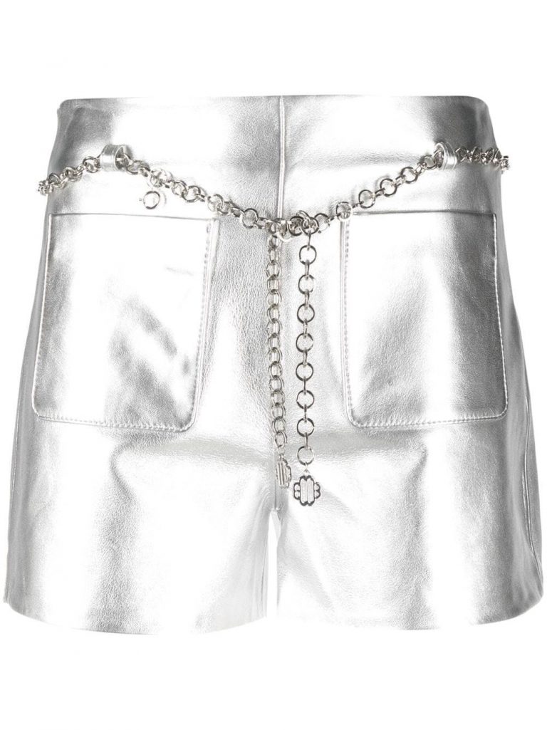 Maje銀色短褲 $3,650 / farfetch.com