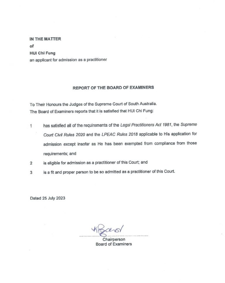 許智峯在個人專頁高調貼出自己的澳洲律師執業許可證書。（許智峯FB）