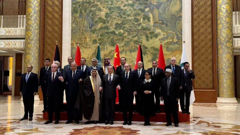 中共中央政治局委員、外長王毅會見到訪的阿拉伯和伊斯蘭國家外長聯合代表團。