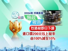 【施政報告】烈酒稅即日下調　進口價200元以上稅率由100%減至10%