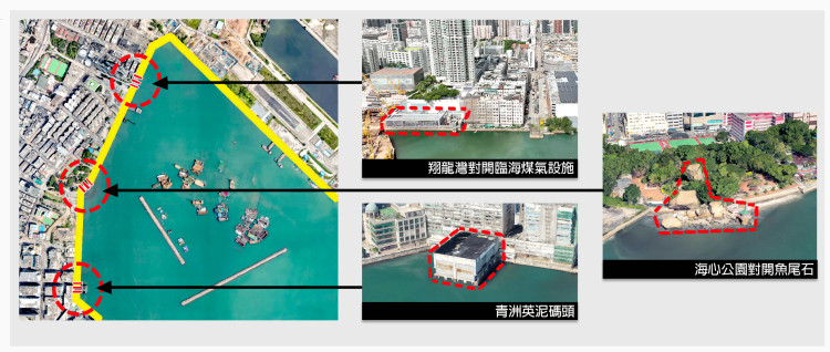 土瓜灣海濱走廊目前仍有數個「斷裂位」,令海濱空間未能與紅磡和啟德發展區駁通。(市建局)