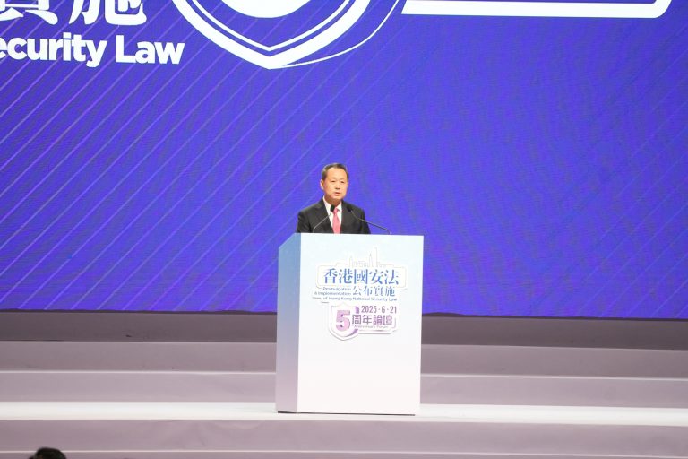 董經緯説,《港區國安法》樹立國安治理的法治典範,彌補回歸後香港在維護國家安全方面的欠缺。(燊亮攝)