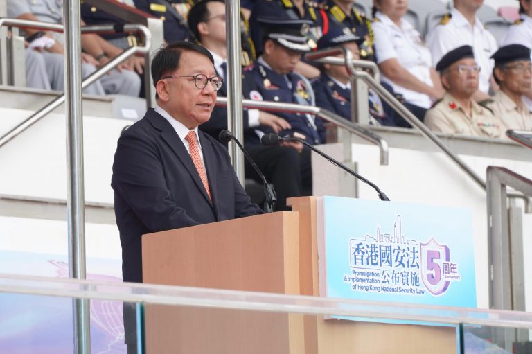 陳國基表示,《香港國安法》的公布實施 ,為香港的長治久安奠定堅實法律基礎。(新聞處圖片)
