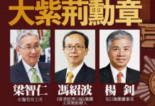 政府公布2025年授勳名單　梁智仁、馮紹波及楊釗獲大紫荊勳章